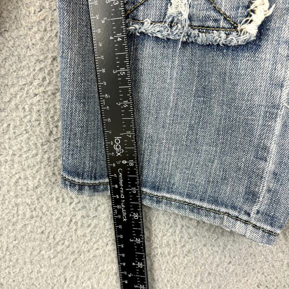 Y2K Mudd Jeans Sz 5 Grunge Skater VTG Crop Distressed Patched Low Rise Jean - Picture 9 of 11